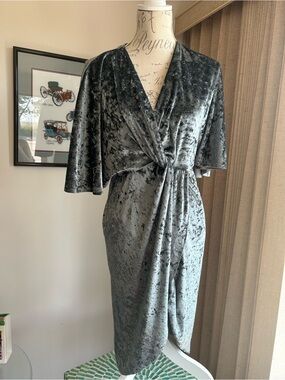 Crushed Velvet Grey Wrap Dress Alexis Rose schitts creek